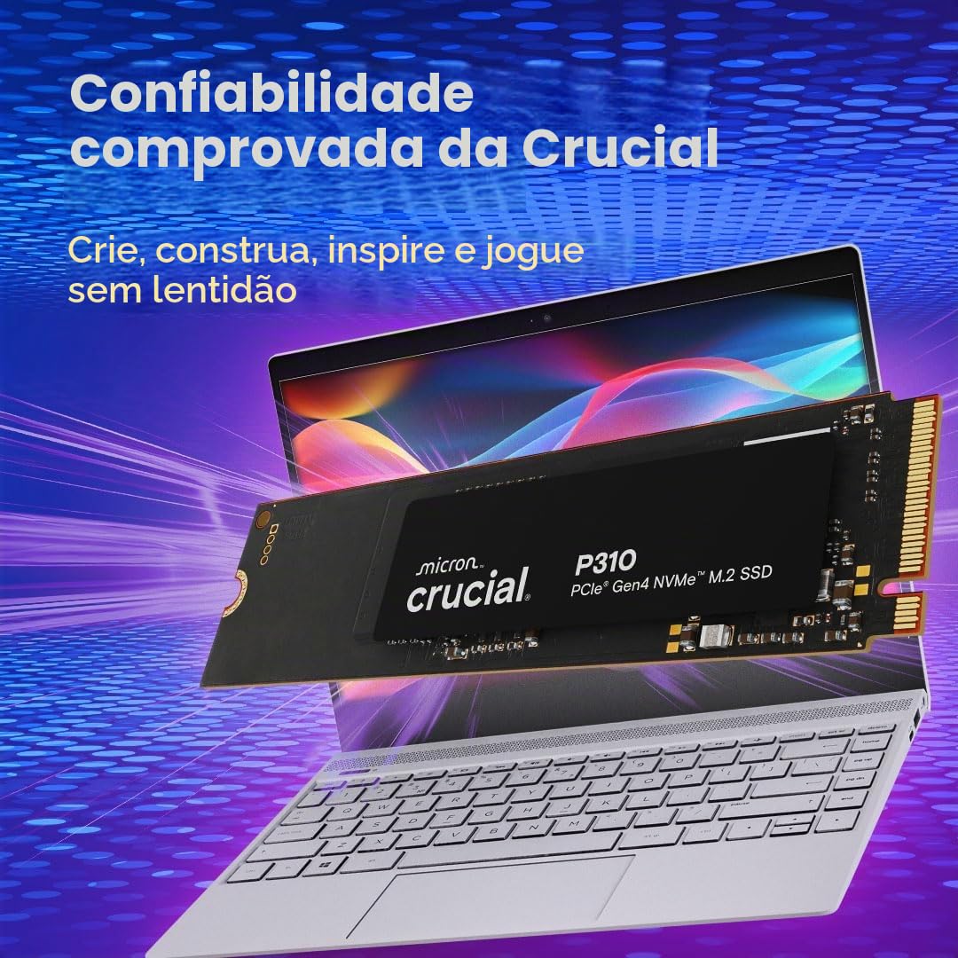 Crucial SSD P310 1TB 2280 PCIe Gen4 3D NAND NVMe M.2 – Até 7.100